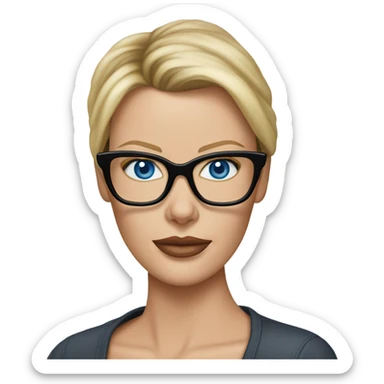 ultra realistic charlize theron wearing shirt,  glasses and blue eyes  sticker