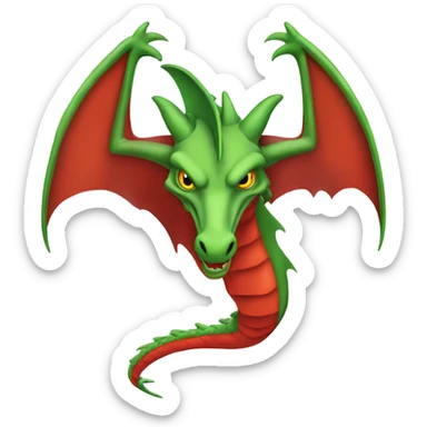 the head of a graoully dragon, green body and red back and green / yellow wings sticker