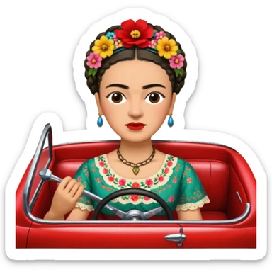 Frida Kahlo driving a car sticker