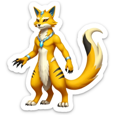 Matias-Koraidon-Renamon-Zeraora-Bastet-Fakémon-fusion-creature, full body sticker