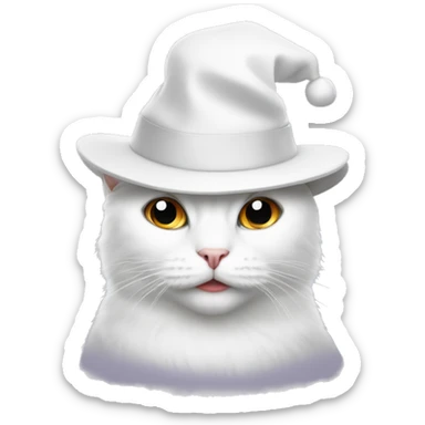 A white cat in a New Year’s hat is unhappy sticker