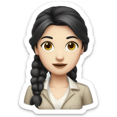 girl in detective dress pale skin black hair ponytail  sticker