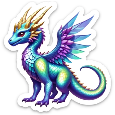 Epic exotic divine complex detailed iridescent aesthetic-scenery-Fakémon-creature sticker