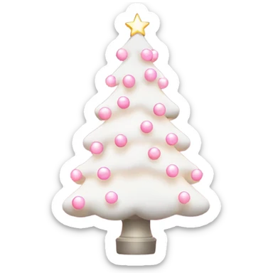 White Christmas tree with pink lights and pink little ornament balls sticker