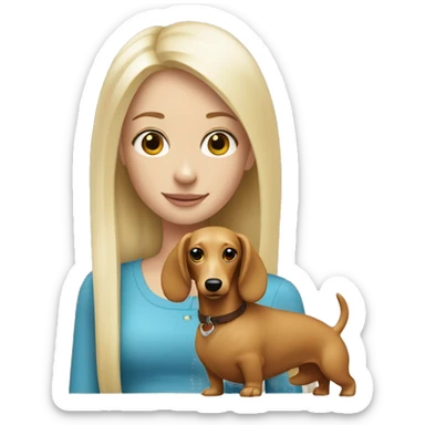 white blonde girl with blonde long haired sausage dog sticker