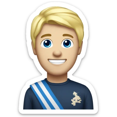 Male with blonde hair and blue eyes waving hand smiling with a Scotland flag 🏴󠁧󠁢󠁳󠁣󠁴󠁿  sticker