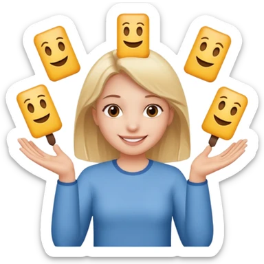 girl holding a six in one hand and a seven in the other hand sticker