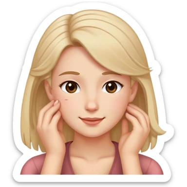 Blushing smirking emoji with hand tucking hair sticker