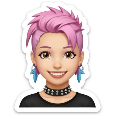 Skater punk girl mugshot smiling sticker