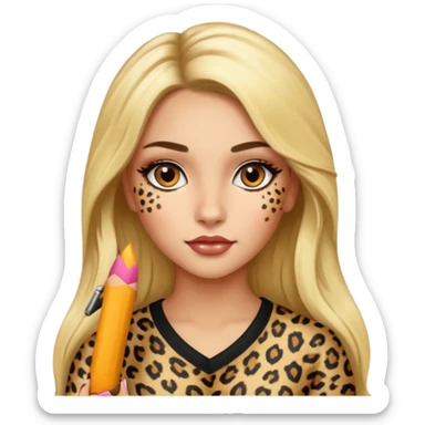 Leopard a girl with long blond hair and with latina make up  sticker