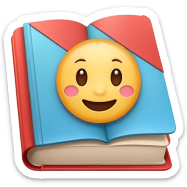 Cute cartoon-style emoji of an open book. Rounded shapes, soft shadows, glossy colorful texture, Telegram emoji style. sticker