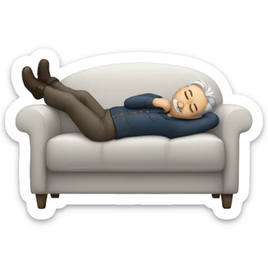 Man with grey hair and moustache sleeping in sofa sticker