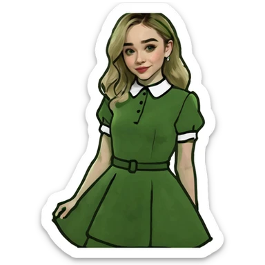 Sabrina Carpenter blonde singer in a glamorous Short n' Sweet style dress sticker