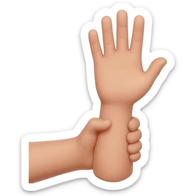 Hand up ✋ wrist hold by other man in up . But looking as real skin and real hand and stand position sticker