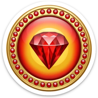 Make a round badge for a paid subscription out of gold with red diamonds and the number level 4. sticker