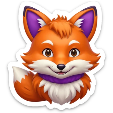 Purple colored retro fox sticker