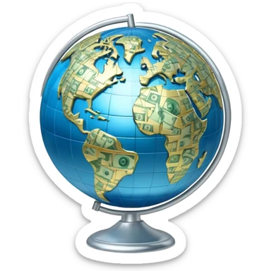 Globe with dollar signs, representing global finance and money world sticker
