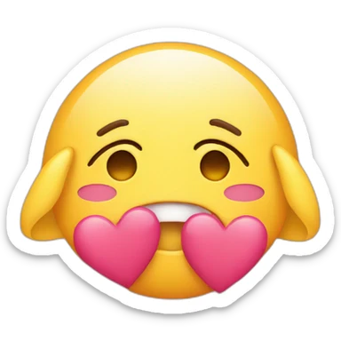 Shy emoji with hearts sticker