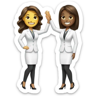 businesswoman duo brunette girls celebrating sticker
