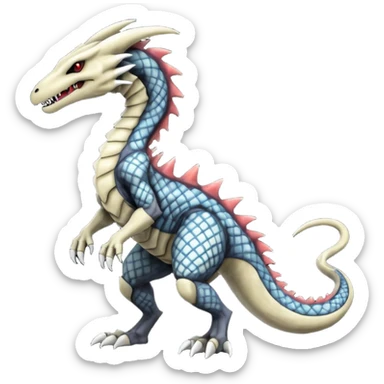 Marowak-Sergal-Salandit-Xenomorph-hybrid-fantasy-creature (full body) with colored scale pattern markings sticker