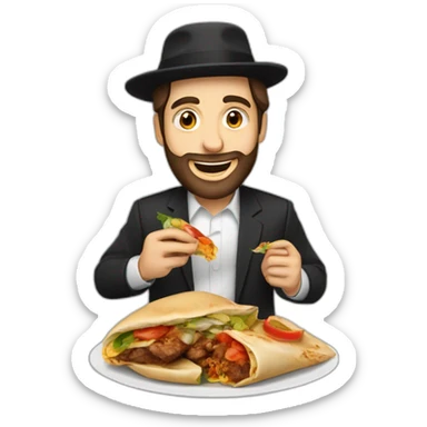 A orthodox jewish man eating döner kebap sticker