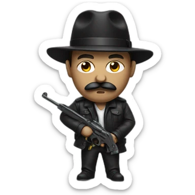 Gangster with a mustache and guns sticker