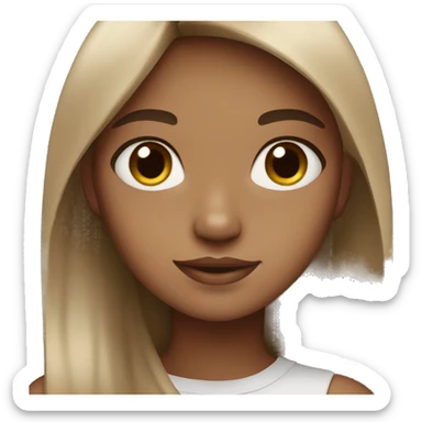 Girl white and brown skin brown hair brown eyes sticker