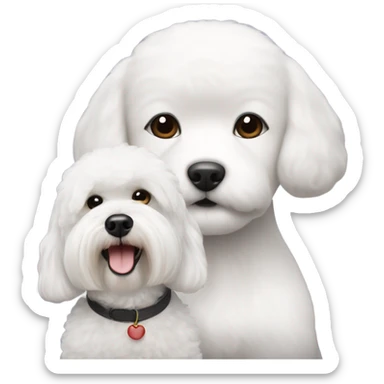 A cute bichon frise & an Asian woman  sticker
