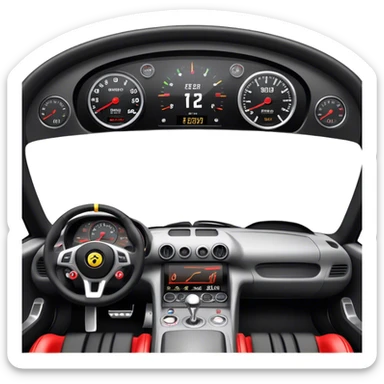 An icon showing a racing game interface, inspired by Grand Turismo. The design features a garage with a selection of high-performance cars, along with race track visuals in the background. Speedometer, lap timer, and other HUD elements add to the excitement. Transparent background sticker