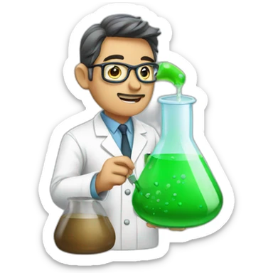 Scientist making an experiment sticker