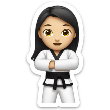 taekwondo girl with black belt  sticker