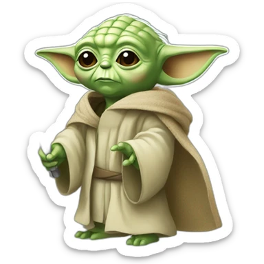 yoda with a baguette instead of lightsaber sticker