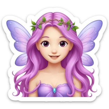 Lilac and pink fairy with wings but you can see her whole body and make her super pretty with long hair  sticker