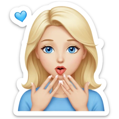 blonde woman with blue eyes and blonde hair blowing kisses sticker