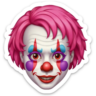 red glitter clown with the retarded facial expression sticker