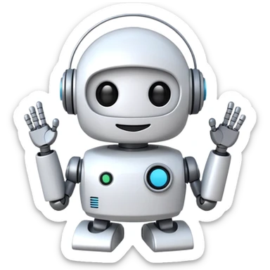 robot cartoon simple kid toy white innocent funny gudget friendly smiley round adorable musical sticker