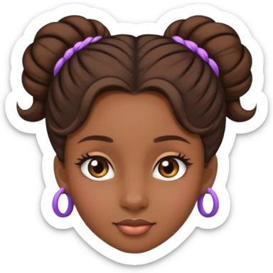 tạo cho tôi emoji tạo hình của công chúa da đen tóc nâu búi tóc 1 bên sticker