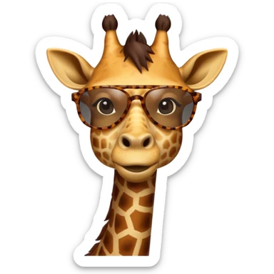 portrait of giraffe, wearing sun glasses, front view sticker