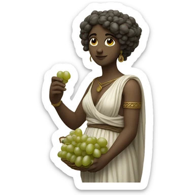 Greek Sappho holds a bunch of grapes in her hand sticker