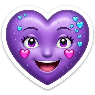 Glittery purple heart that's sideways laughing, tears of joy sticker
