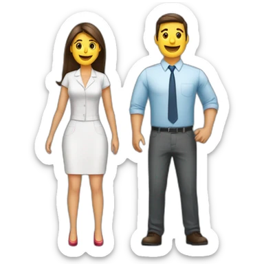 Mujer y hombre vestidos informal trabajando en una oficina sticker