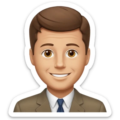 guy with a JFK style haircut that is medium brown. hazel eyes that lean green. light skin sticker