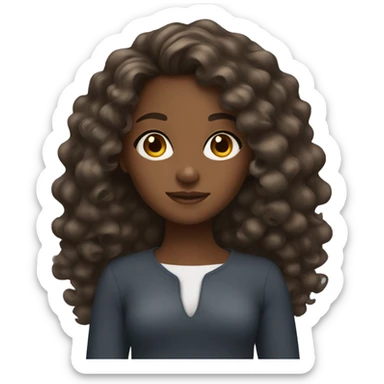 Brown skin girl with long curly hair sticker