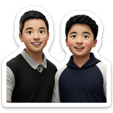two boys smiling indoors sticker