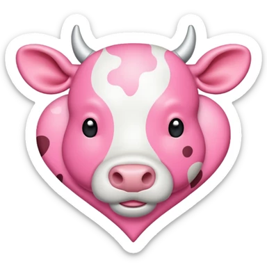Pink cow spot print heart sticker