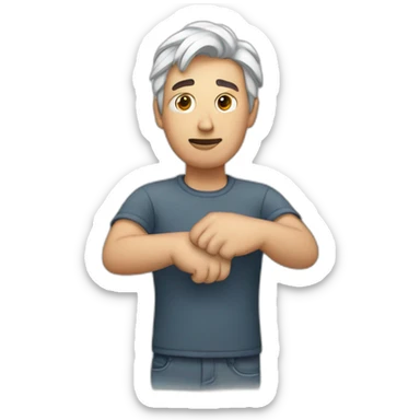 a guy with his hands frozen sticker