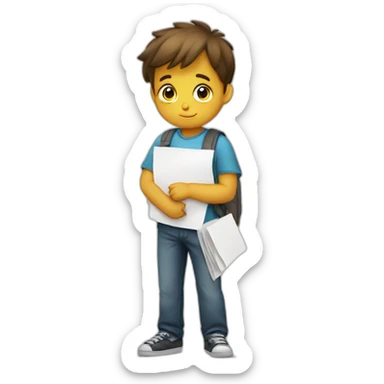 kid carrying exam paper looking sorry sticker