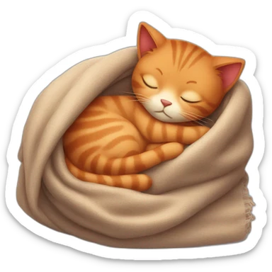 Red cat sleeping with blanket sticker