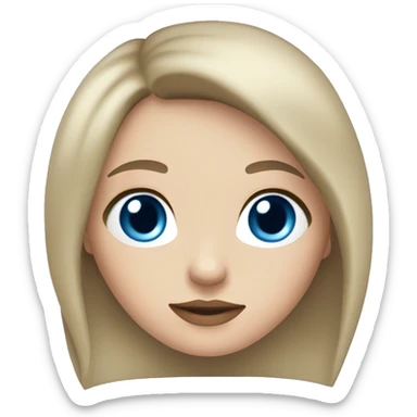 a white girl with shoulder length dark hair, blue eyes, small rosy lips sticker