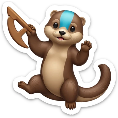 Cute otter throwing a boomerang sticker